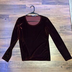 Vintage thrifted red velvet long sleeve top